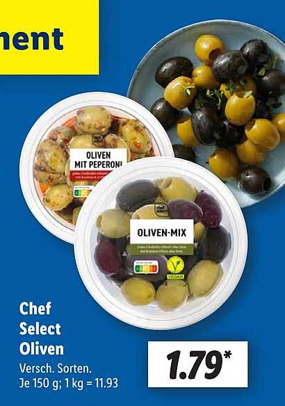Chef Select Oliven – Verschiedene Sorten je 150 g