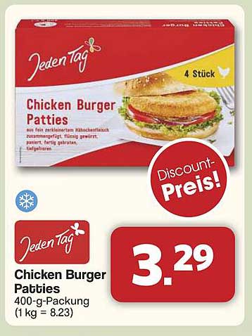 Chicken Burger Patties 400-g-Packung