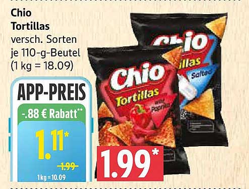 Chio Tortillas verschiedene Sorten 110-g-Beutel
