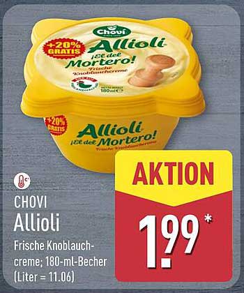 Chovi Allioli - Frische Knoblauchcreme, 180-mL-Becher