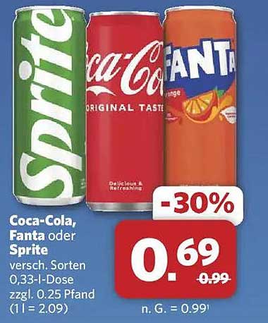 Coca-Cola, Fanta oder Sprite 0,33 l-Dose - Jetzt im Angebot!