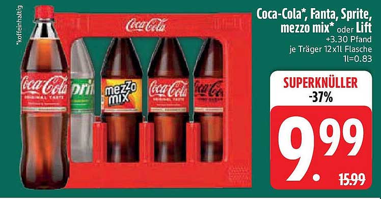 Coca-Cola, Fanta, Sprite, mezzo mix oder Lift – 12er Träger