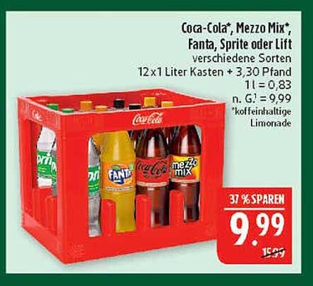 Coca-Cola, Mezzo Mix, Fanta, Sprite oder Lift – 12er Kasten