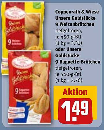 Coppenrath & Wiese Unsere Goldstücke 9 Weizenbrötchen oder 9 Baguette-Brötchen