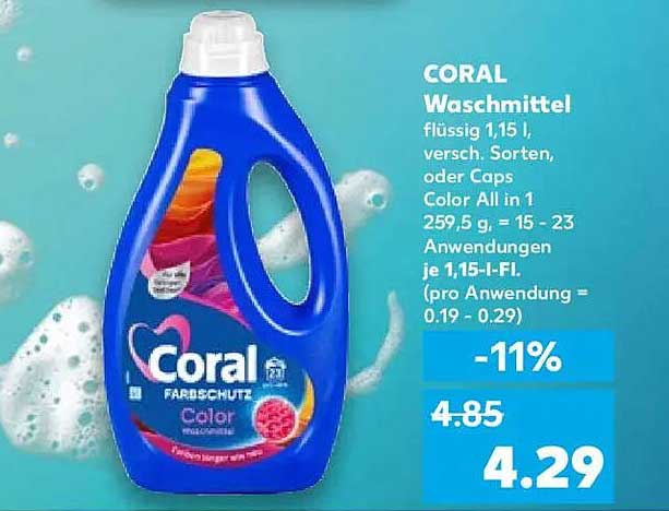 CORAL Waschmittel flüssig 1,15 l - Farbenschutz