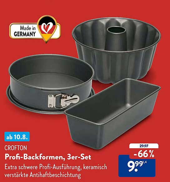 CROFTON Profi-Backformen, 3er-Set - Extra schwere Profi-Ausführung, keramischt verstärkte Antihaftbeschichtung