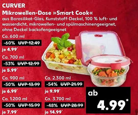 CURVER Mikrowellen-Dose »Smart Cook« aus Borosilikat-Glas