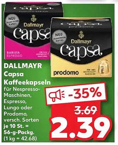 DALLMAYR Capsa Kaffeekapseln für Nespresso-Maschinen, Espresso, Lungo oder Prodomo
