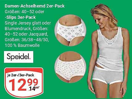 Damen-Achselhemd 2er-Pack oder Slips 3er-Pack von Speidel