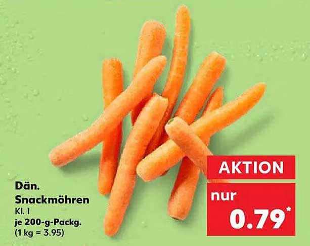 Dänische Snackmöhren Kl. I je 200-g-Packg. (1 kg = 3,95)