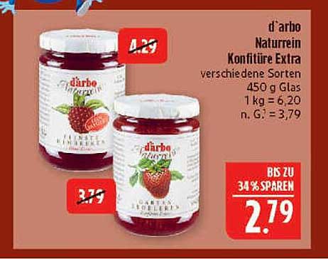 d'arbo Naturrein Konfitüre Extra 450 g - verschiedene Sorten