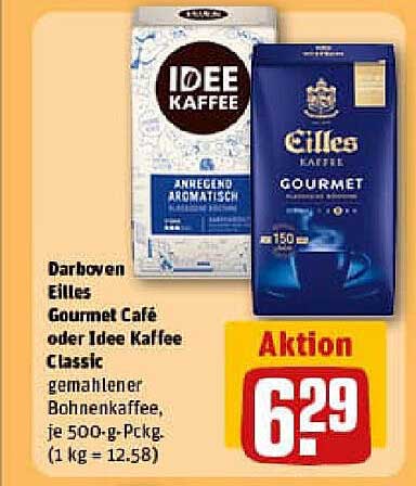 Darboven Eilles Gourmet Café oder Idee Kaffee Classic gemahlener Bohnenkaffee, je 500-g-Pckg.