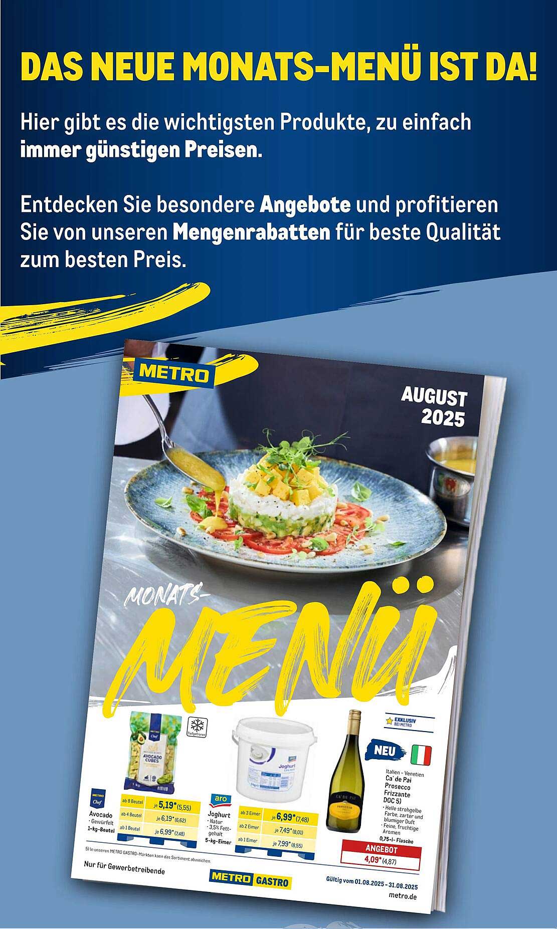 Das neue Monats-Menü von METRO - Exklusive Angebote für Genießer