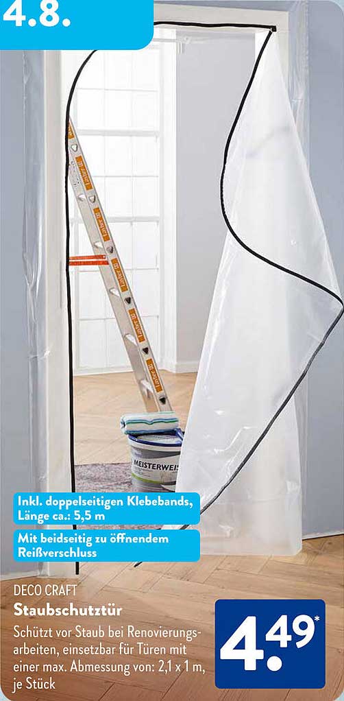 DECO CRAFT Staubschutz Tür, Länge ca. 5,5 m, je Stück