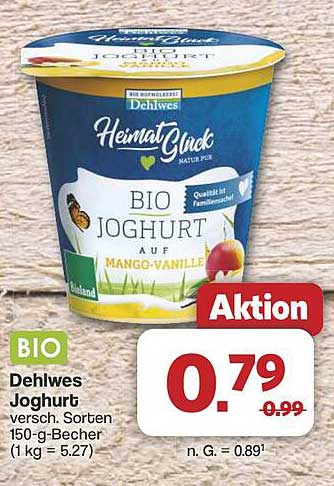 Dehlwes Joghurt versch. Sorten 150-g-Becher (1 kg = 5,27 €)