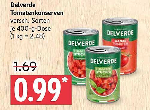 Delverde Tomatenkonserven - Verschiedene Sorten, je 400g-Dose