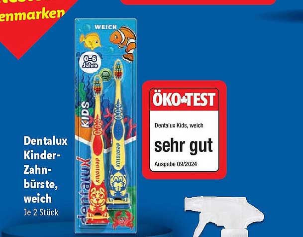 Dentalux Kinder-Zahnbürste, weich, je 2 Stück