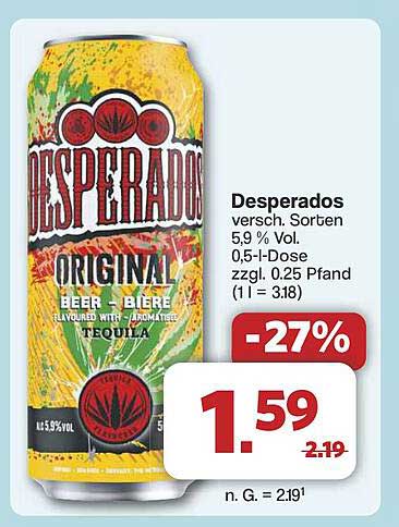 Desperados Original 0,5 l Dose - 27% Rabatt
