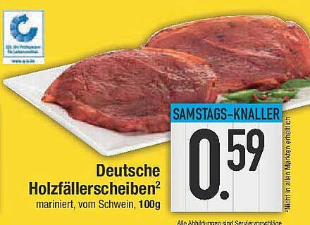 Deutsche Holzfällerscheiben, mariniert, vom Schwein, 100g