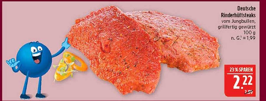 Deutsche Rinderhüftsteaks vom Jungbullen, grillfertig gewürzt