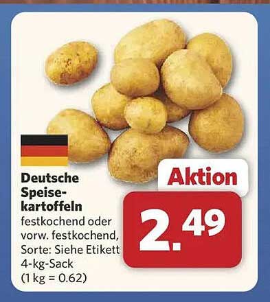 Deutsche Speisekartoffeln - festkochend oder vorw. festkochend, 4-kg-Sack