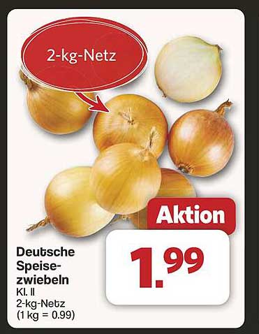 Deutsche Speisezwiebeln 2-kg-Netz für nur 1,99 €