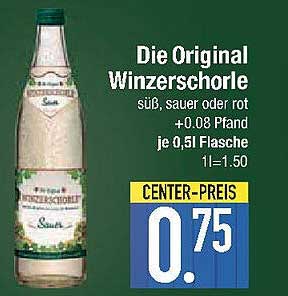 Die Original Winzerschorle süß, sauer oder rot je 0,5l Flasche