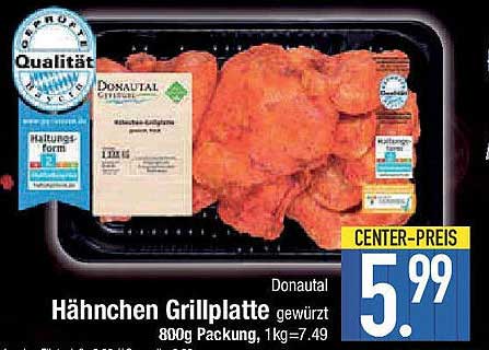 Donautal Hähnchen Grillplatte gewürzt
