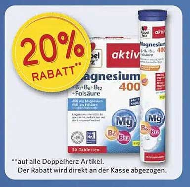 Doppelherz aktiv Magnesium 400 mit B1, B6, B12 und Folsäure