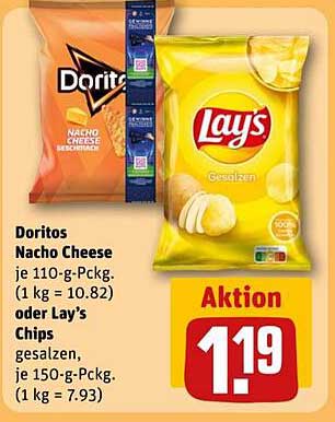 Doritos Nacho Cheese oder Lay's Chips gesalzen - Aktion