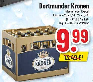 Dortmunder Kronen Pilsener oder Export im Kasten