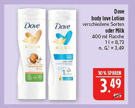 Dove body love Lotion verschiedene Sorten oder Milk 400 ml Flasche