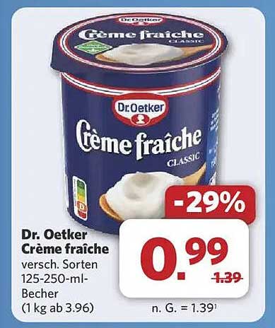 Dr. Oetker Crème fraîche verschiedene Sorten 125-250-ml Becher