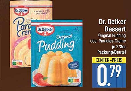 Dr. Oetker Dessert - Original Pudding oder Paradies-Creme je 2/3er Packung/Beutel