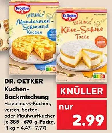 DR. OETKER Kuchen-Backmischung »Lieblings«-Kuchen, verschiedene Sorten