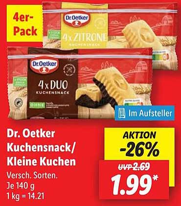 Dr. Oetker Kuchensnack/Kleine Kuchen – 4er-Pack