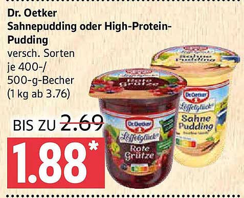 Dr. Oetker Sahnepudding oder High-Protein-Pudding