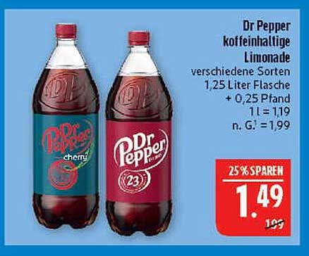 Dr Pepper koffeinhaltige Limonade verschiedene Sorten 1,25 Liter Flasche