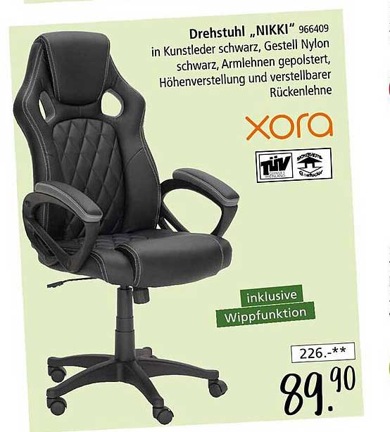 Drehstuhl „NIKKI“ in Kunstleder schwarz