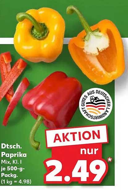 Dt. Paprika Mix, Kl. I je 500-g-Pack.
