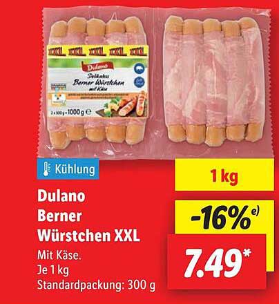 Dulano Berner Würstchen XXL mit Käse 1 kg