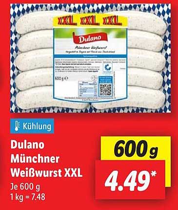 Dulano Münchner Weißwurst XXL 600g