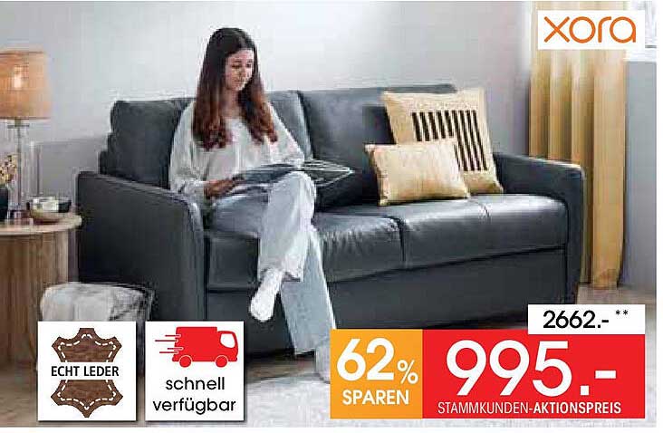 Echtes Leder Sofa von Xora - Aktionspreis