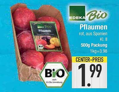 EDEKA Bio Pflaumen rot, aus Spanien 500g