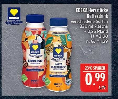 EDEKA Herzstücke Kaffeegetränk 330 ml Flasche – verschiedene Sorten