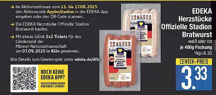 EDEKA Herzstücke Offizielle Stadion Bratwurst - 400g