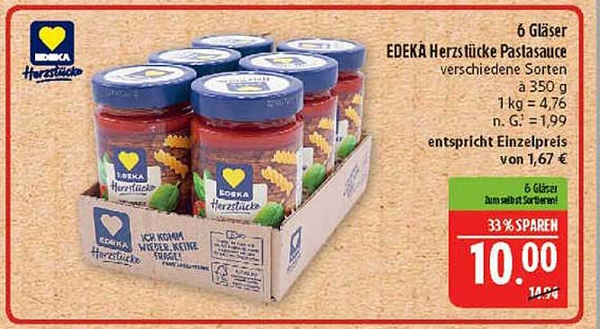 EDEKA Herzstücke Pastasauce - 6 Gläser in verschiedenen Sorten