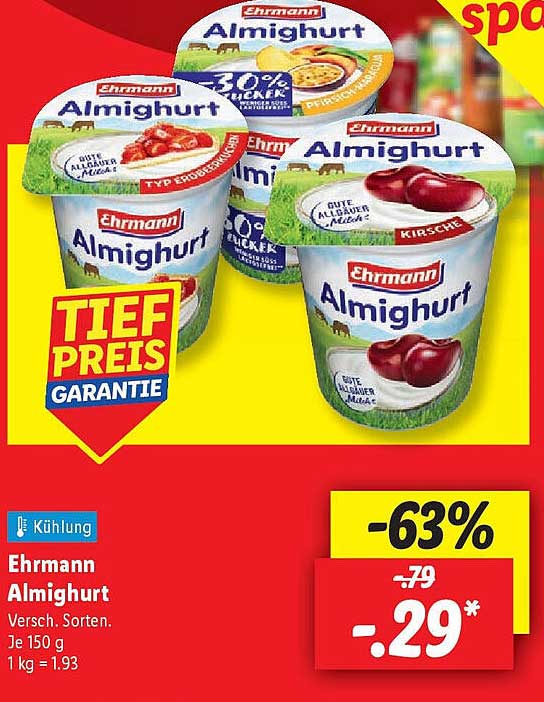 Ehrmann Almighurt, verschiedene Sorten, je 150 g