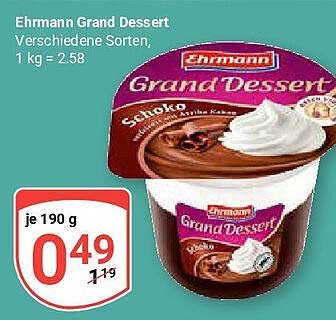 Ehrmann Grand Dessert - Verschiedene Sorten, 190 g