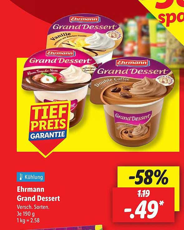 Ehrmann Grand Dessert – Verschiedene Sorten